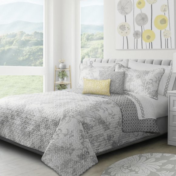 New Transition Grey 3-Piece Bedding Quilt Set • Reversible • DOUBLEQUEEN - Picture 1 of 3